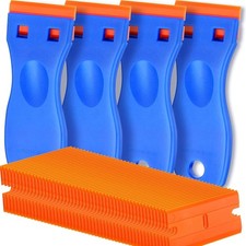 4 Pcs Plastic Razor Blade Scraper and 100 Pcs Blades, Remove Label Decal Tool St