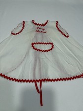 Vintage baby toddler handmade apron dress pinafore red white Christmas ADORABLE