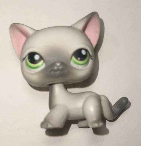 Littlest Pet Shop LPS #125 Gray Shorthair Cat Green Eyes 2004 Authentic