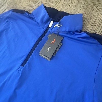 KJUS Cool Recovery Midlayer Quarter Zip Jacket Blue SIZE XL 407-G