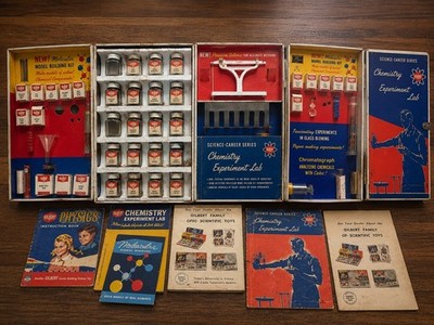 Vintage Gilbert Chemistry Experiment Lab Set w/ Original Chemicals Manuals kit