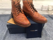 Loake Burford Brogue Boots Mens Size 8UK - Tan