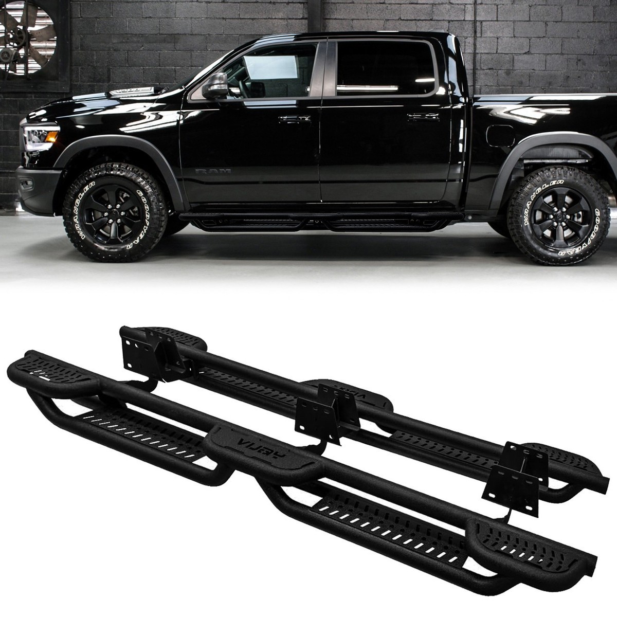 Vijay For 2019-2026 Dodge Ram 1500 Crew Cab Running Boards Steel