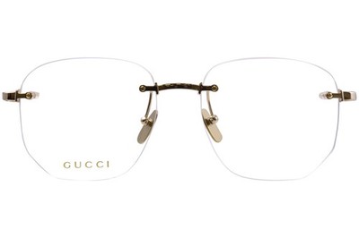 Gucci GG1806O 002 Eyeglasses Gold Rimless Style Square Shape 54mm 