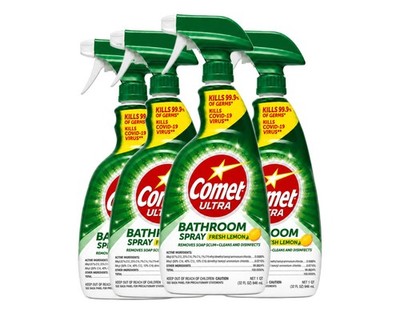 Comet Bathroom Cleaner Spray - Dissolves Saop 8 Fl Oz (Pack of 4), No Color