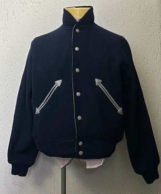 Herren 40er 50er Jahre dunkelblau College Jacke Wolle European Vintage 40 Medium