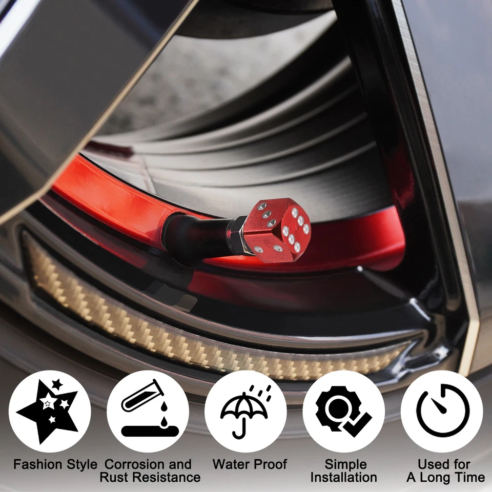 Dice Tire Valve Stem Caps, 4PCS Universal Tire Valve Stem Covers, Orange Yellow Foto 4 de 4