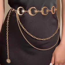 Fashion Vintage Gold Chain Belt Female Goth Quality Female Waist Tassle