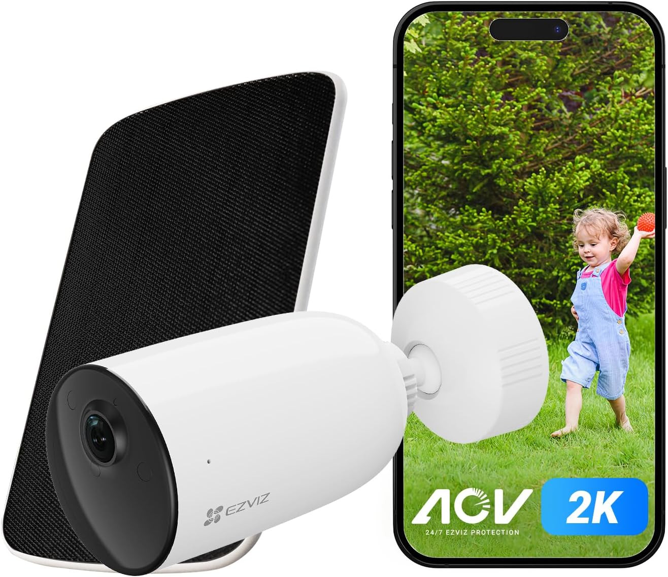 CB3 Kit 2K Telecamera Wi-Fi a Batteria Da Esterno Con Pannello Solare, Visione N