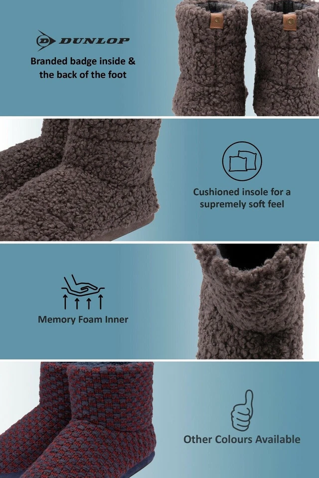 Dunlop - Botas zapatillas de espuma viscoelástica Sherpa peludas para hombre Foto 4 de 4