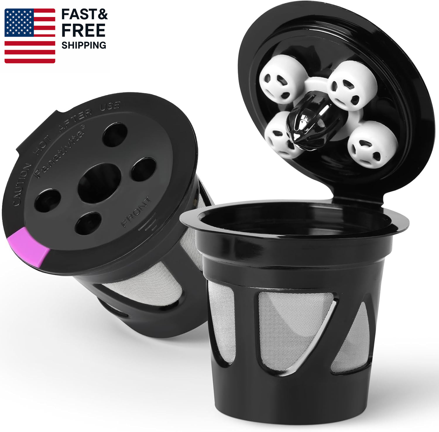 Reusable K Cups for Keurig, 2-Pack Refillable Coffee Pods with 5 Holes, Compa