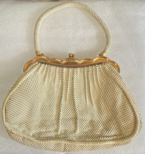 Vintage signed WHITING DAVIS White Mesh Purse Handbag HEAVY