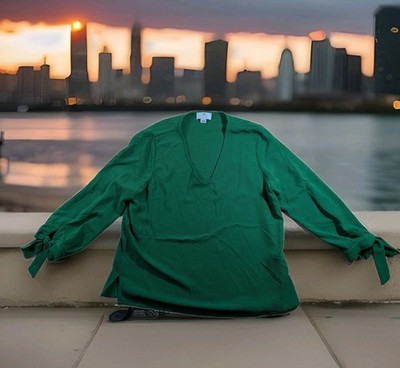 CeCe Women's Large Green Blouse Top Size L