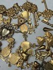 Large Vintage Brass Charm Findings Lot Hearts Keys Flowers Cherubs Jewelry Craft — photo 3