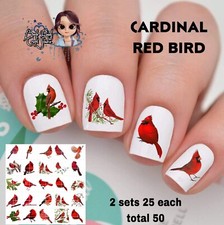 Cardinal Red Bird Waterslide Water Nail Decals Set Of 50 Instructions  Bonus