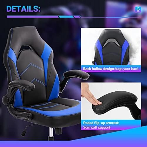 PU Leather Gaming Chair Ergonomic Computer Executive Adjustable Desk Chairs - Picture 4 of 39