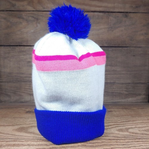 American Eagle Outfitters "Oh Hey" Bommel Winter Beanie Mütze blau weiß rosa - Bild 3 von 9