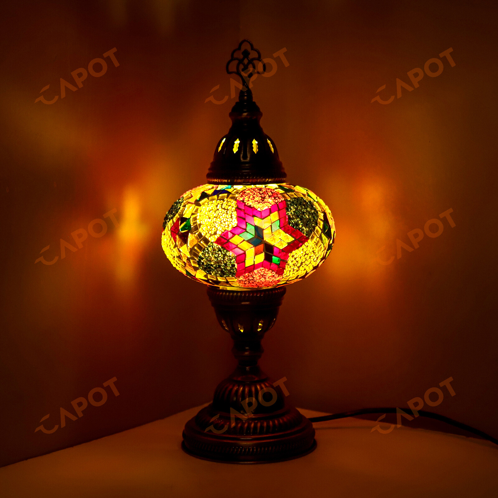 Lampe de Table turque Style Tiffany verre coloré marocain mosaïque ampoule