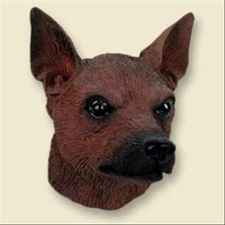 Miniature Pinscher Red Brown Dog Head Painted Stone Resin MAGNET