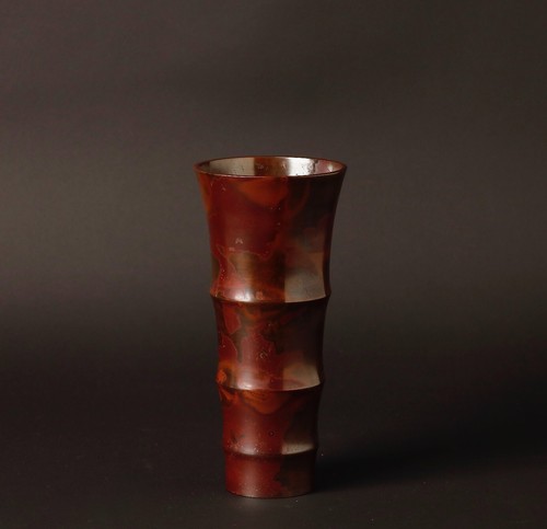 Japanese Signed Bamboo shpae Bronze Vase by a Nitten Artist ZF81 - Picture 6 of 9