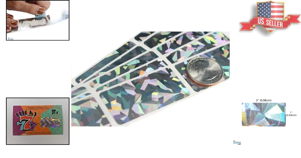 Elegantes pegatinas holográficas rasca y gana - 500 etiquetas para eventos memorables Foto 2 de 4