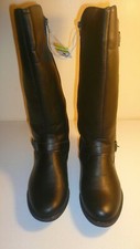 GIRLS SIZE 7 BOBBIE BROOKS WINTER SNOW KNEE HI ZIPPER BOOTS BLACK 2 BUCKLES NEW