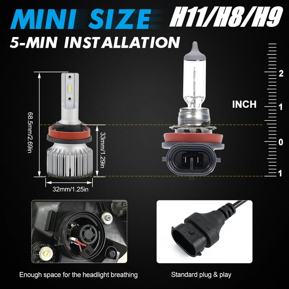 Lâmpadas combo de faróis de LED 6x 9005 H11 H8 para Mitsubishi Montero Sport 2005-2015 - Imagem 4 de 4