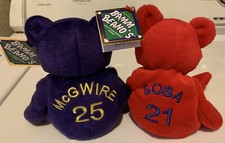 Bamm Beano  s Mark McGwire 25, Sammy Sosa 21, Plush Bear Lot. VTG 1998