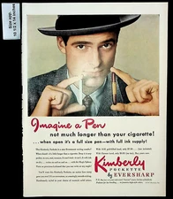 1947 Eversharp Kimberly Pockette Pen Cigarette Size Man Vintage Print Ad 30053