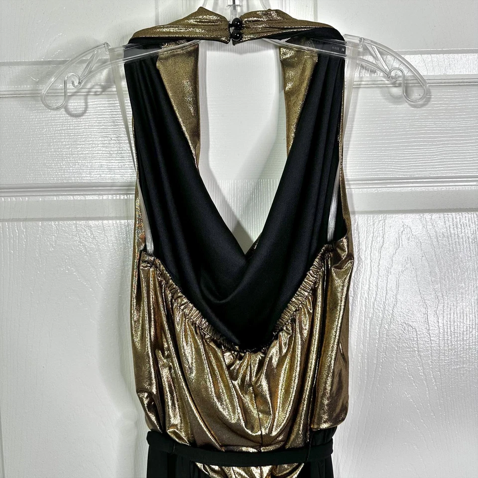 NUEVO Mono Ashley Stewart Dorado Halter Capucha Cuello Mujer’s 12 Foto 4 de 4