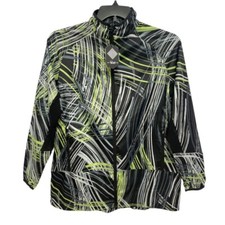 NWT Rise by LuLaRoe Determined Athletic Zip Jacket Small Black Green Hi-Low Vent