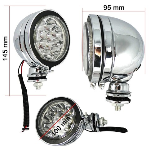 1x 4" Chrome Car Van Bus Front LED Lights 12V Spot Fog Halogen Round Lamp 12V - Picture 3 of 11
