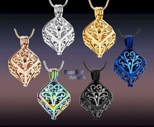 New Embossed Box Locket Cremation Urn Keepsake Ashes Memorial Necklace