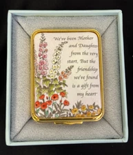 Halcyon Days Enamel Trinket Box Mother Daughter Exclusive w/Box 64/8070 Gold Wht