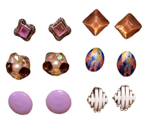 Vintage Konvolut Ohrclips bunt verschiedene Formen & Texturen Marvella - Bild 1 von 12