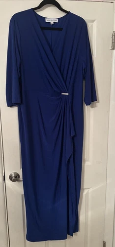 Emma & Michele Sz 2 Plus Size 14  Royal Blue 3/4 Sleeve Evening Dress Bling