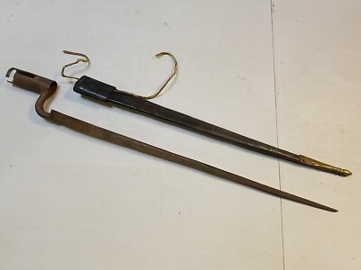 Reproduction Brown Bess Socket Bayonet w/Leather Scabbard