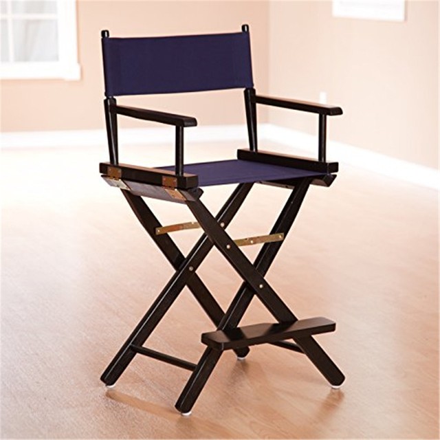 Newport 24 Inch Navy Canvas Counter Height Directors Chair Black