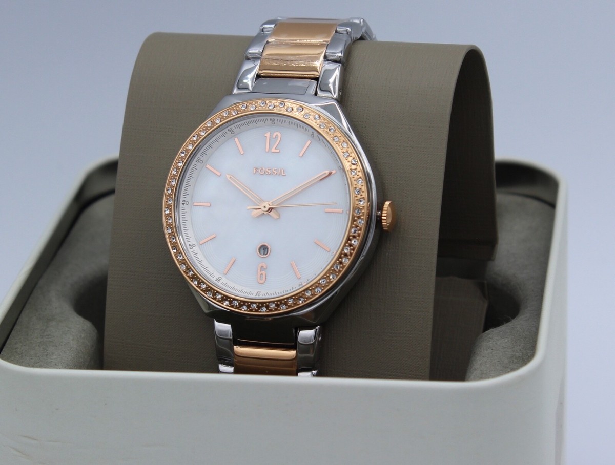 Silver & Rose Gold Fossil Watch Fossil ES5273 Carlie Rose Gold Tone Stainless Steel Silver  main image 4