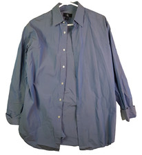 Calvin Klein Dress Shirt Mens 38 Grey-Blue Long Sleeve Regular Fit Button Up