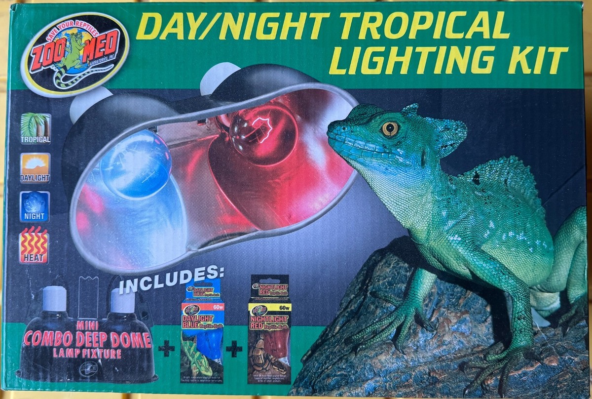 Zoo Med Tropical UVB Heat Lighting Kit Brand New W/ Bulbs