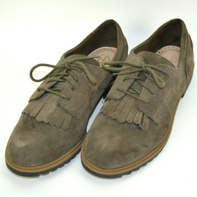 Clarks Somerset Suede Leather Fringe Oxford Shoes Womens Size 9.5 M