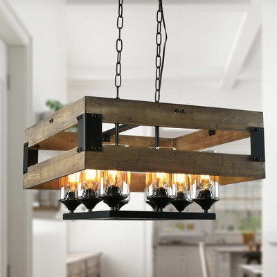 LNC Rustic Farmhouse Wood Chandelier Kitchen Island ...