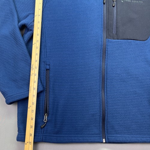 Free Country Jacket Mens Sz XL Black Blue Grid Fleece Full Zip Fleece Sweater - Picture 3 of 8