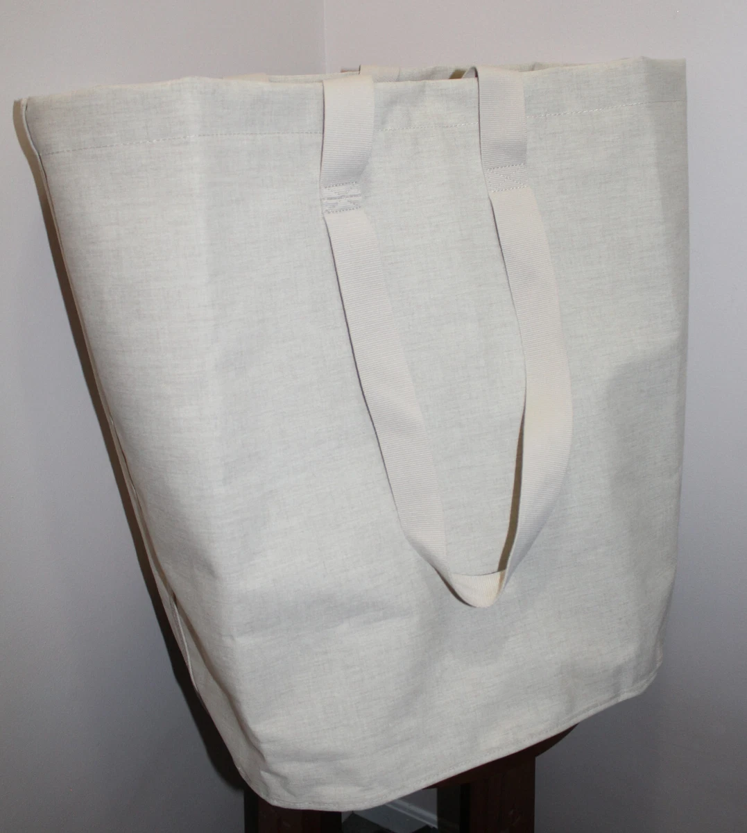 Beige Cotton Laundry Drawstring Bag