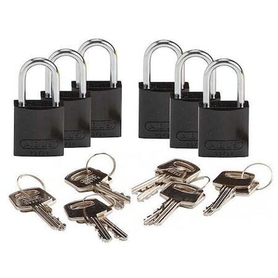 Brady 133266 Lockout Padlock,Kd,Black,1-7/16''H,Pk6