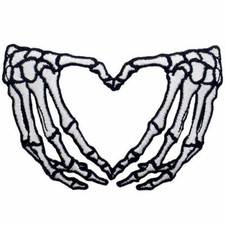 Embroidered Iron Sew On Patches transfers Badges appliques Skeleton Heart Hands