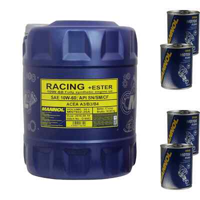 20L Motoröl MANNOL Racing+Ester 10W-60 4x MANNOL Motor Flush ADDITIV