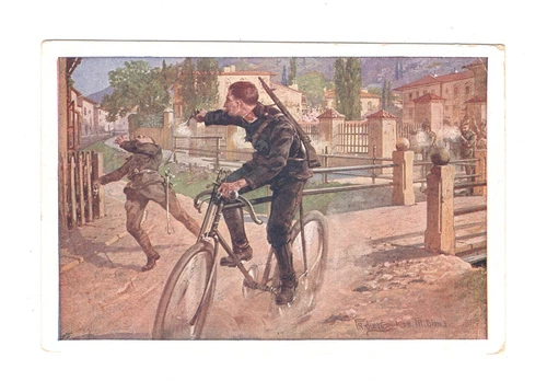 #52 Red Cross serie #576 military WW1 postcard c1915 Germany velo bike