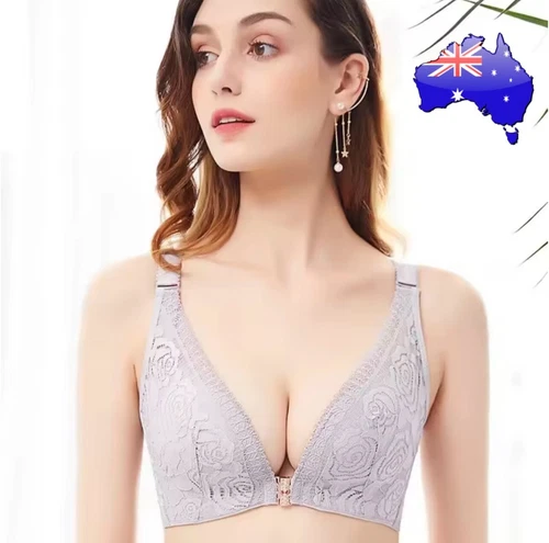 Floral Secrets Comfort Rose Flower Push Up Bra New Wireless Lace Lift GREY 38C - Picture 1 of 16